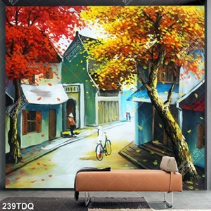 Tranh gắn tường in uv khu phố cổ đẹp
