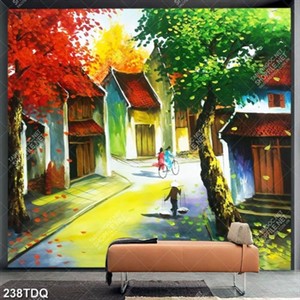 Tranh sơn dầu khu phố cổ đẹp nghệ thuật