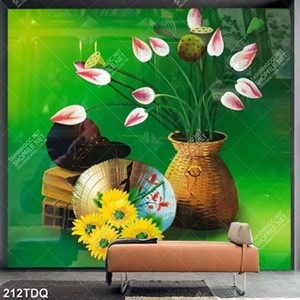 Tranh sơn dầu hoa sen nghệ thuật in uv