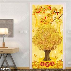 Tranh cây kim tiền trên nền giả ngọc file psd