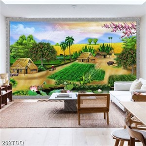 Tranh làng quê Việt Nam bình yên trang trí phòng khách