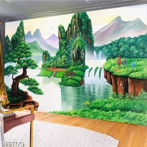 Tranh phong cảnh thác nước và dòng sông in uv