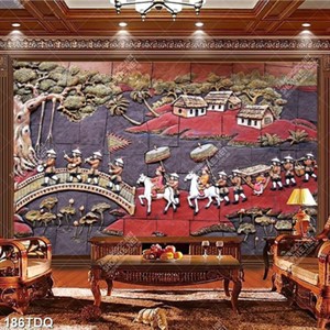 Tranh đồng quê xưa đoàn người rước dâu đẹp nhất