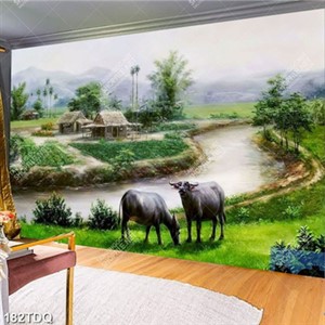 Tranh sơn dầu phong cảnh đồng quê file gốc