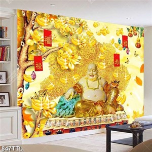 Tranh Phật Di Lặc decor tường in uv
