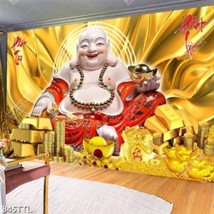 Tranh Phật Di Lặc trên núi vàng file gốc