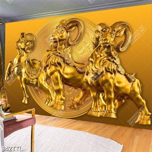 Tranh tài lộc trang trí tường bộ 3 linh dương đẹp nhất