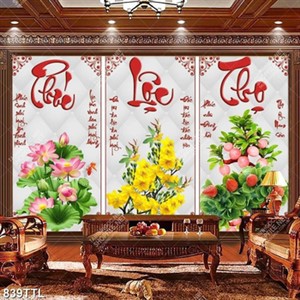 Tranh gắn tường 3 tấm Phúc Lộc Thọ