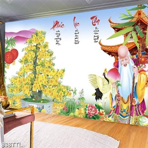 Tranh trang trí nội thất cây mai vàng khổ ngang