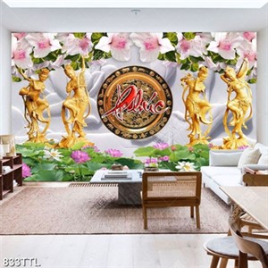 Tranh ghép chữ phúc trên đầm sen đẹp nghệ thuật