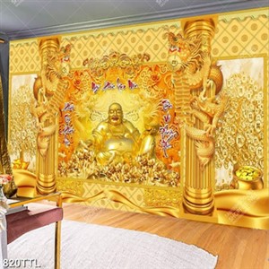 Tranh tài lộc decor tường Phật Di Lặc file gốc