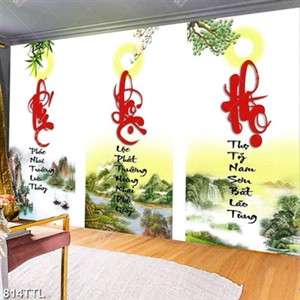 Tranh thư pháp trang trí nội thất phúc lộc thọ in uv