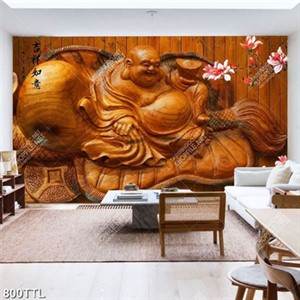 Tranh điêu khắc gỗ Phật Di Lặc đẹp nghệ thuật