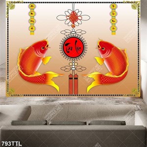 Tranh tài lộc cá chép in uv