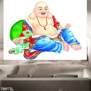 Tranh tài lộc Phật Di Lặc gắn tường trang trí nội thất