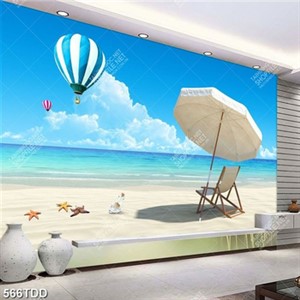 Tranh psd biển mùa hè trang trí phòng bé