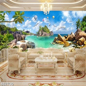 Tranh psd hòn đảo thơ mộng trên biển