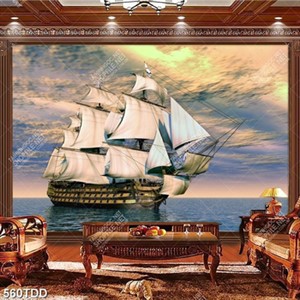 Tranh psd thuyền trên biển hoàng hôn