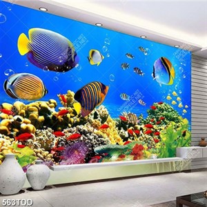 Tranh cá 3D in kính tranh bếp