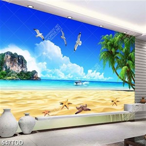 Tranh psd hòn đảo nhỏ và chim hải âu