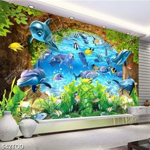 Tranh đàn cá heo dưới đáy đại dương chất lượng cao