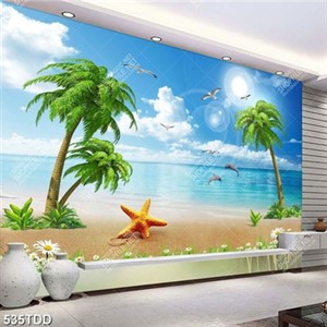 Tranh dừa trên bãi biển psd