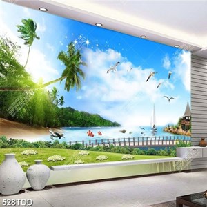 Tranh phong cảnh chim hải âu và biển psd