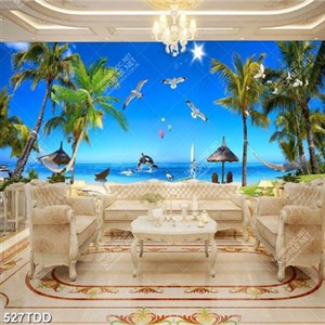 Tranh hòn đảo và cá heo in kính đẹp lạ