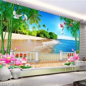 Tranh ban công nhìn ra đại dương file psd