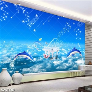 Tranh cá heo trang trí phòng bé đẹp