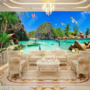 Tranh psd cá heo và hòn đảo thơ mộng