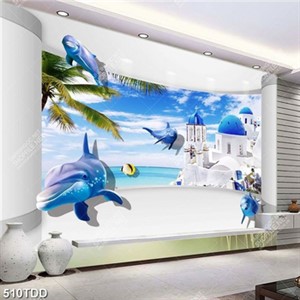 Tranh psd tòa lâu đài trên biển xanh