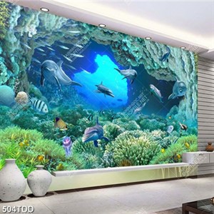 Tranh psd hang động và đàn cá heo