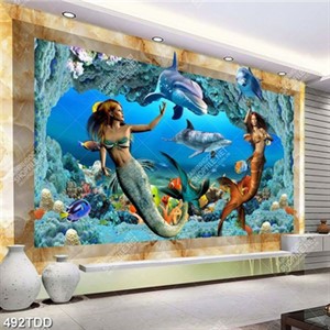 Tranh nàng tiên cá dưới đáy đại dương file psd