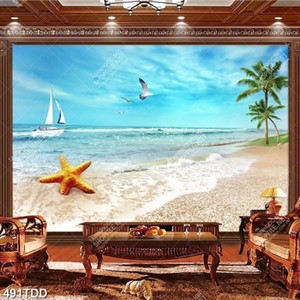 Tranh bãi biển và sao biển psd