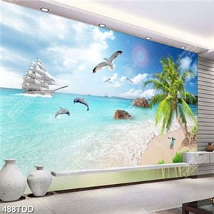 Tranh psd con thuyền trên mặt biển