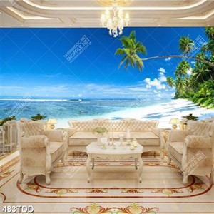 Tranh bãi biển hàng dừa chât lượng cao