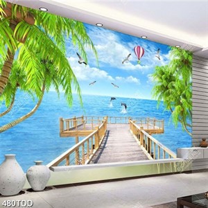 Tranh cây cầu ra đại dương xanh