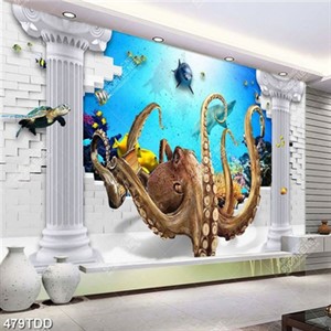 Tranh psd bạch tuột trang trí phòng bé