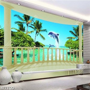 Tranh ban công nhìn ra khu nghĩ dưỡng đẹp lạ