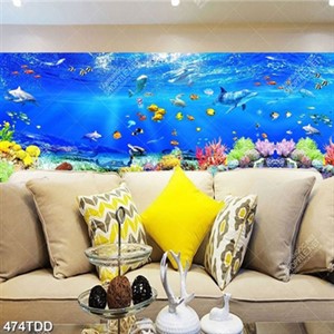 Tranh psd đại dương và cá heo