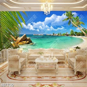 Tranh 3D phong cảnh biển psd