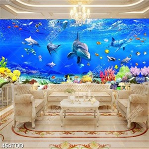 Tranh 3D cá heo đại dương file psd