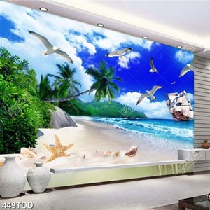 Tranh psd phong cảnh và con tàu