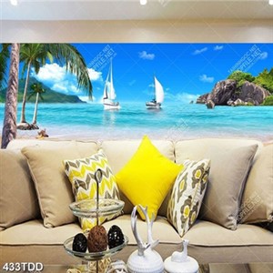 Tranh đại dương xanh và con tàu ngoài khơi xa psd