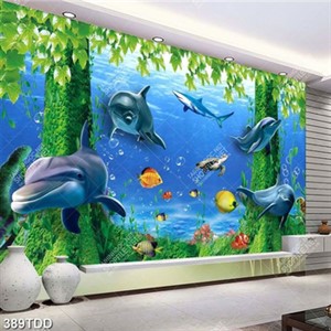 Tranh psd cá heo và đàn cá màu sắc chất lượng cao