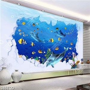 Tranh đại dương cá heo trang trí tường độc đáo