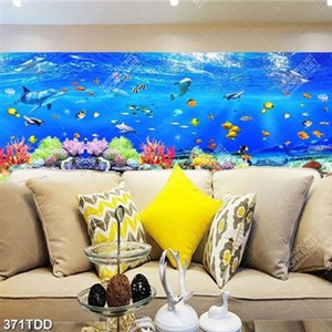 Tranh biển đại dương và đàn cá in tranh bếp đẹp