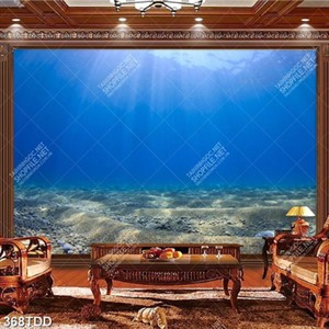 Tranh psd đáy đại dương xanh in kính đẹp