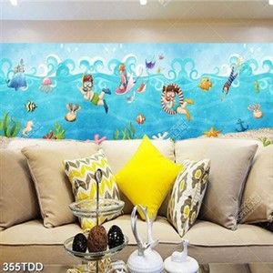 Tranh biển đại dương và đàn cá file gốc